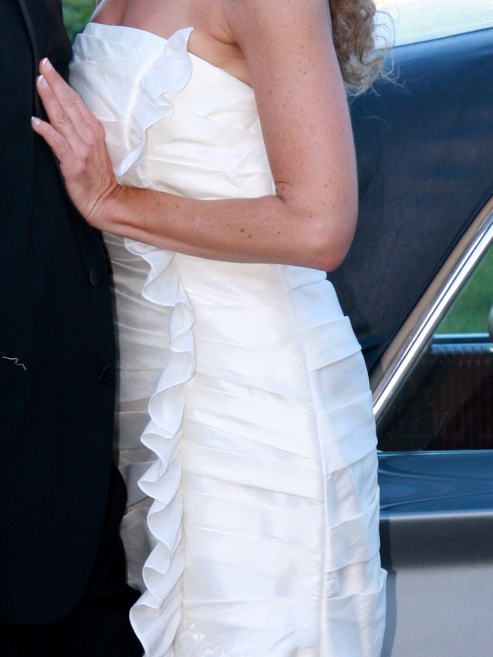 Strapless Satin Wedding Dress | Bridal Gown Knee Length | Size 6 | Ivory